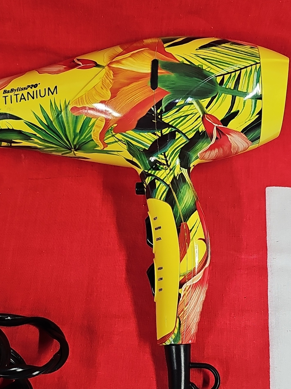 BaBylissPRO Titanium Floral Yellow Hair Dryer - Tropical Design